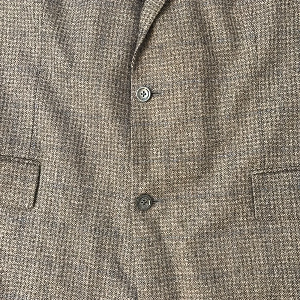 Oscar De La Renta 46XL Wool Cashmere Brown Houndstooth Blazer Sport Coat